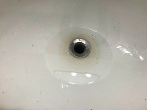 A slow draining sink.