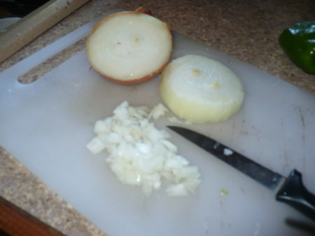 chopping onion fine