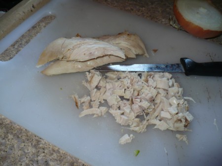 chopping chicken fine
