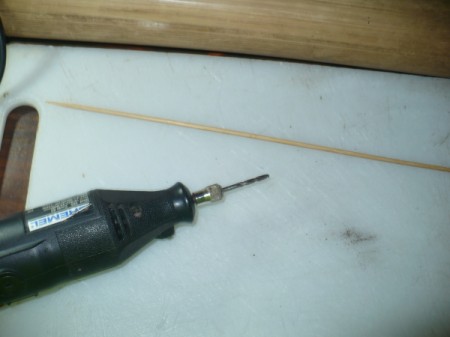 Making a Bamboo Rainstick - drill with a bit slightly bigger than the skewers