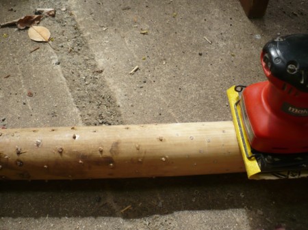 Making a Bamboo Rainstick - use handheld sander and sand the nubs off to smooth off the bamboo