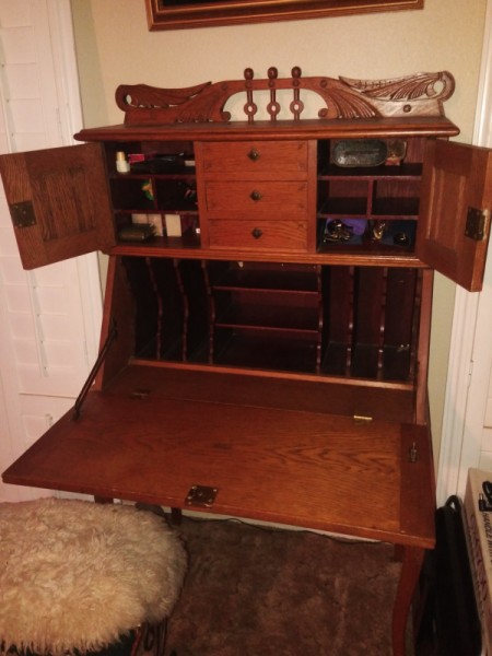 Identifying an Antique Desk - drop front desk with storage above and cubbies inside