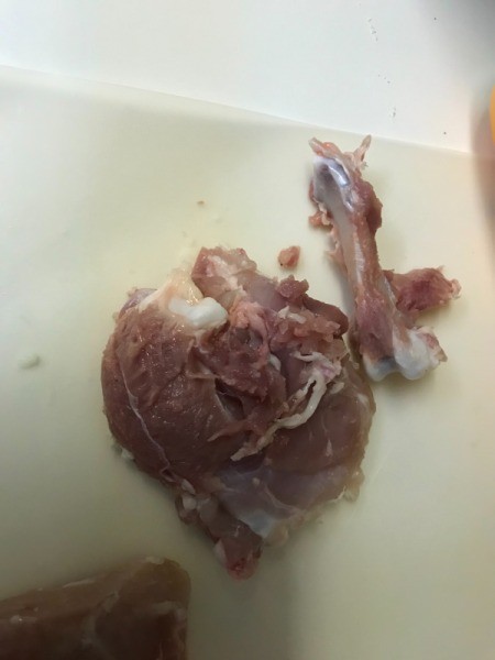 Deboning Chicken Thighs  - separate the meat from the bone