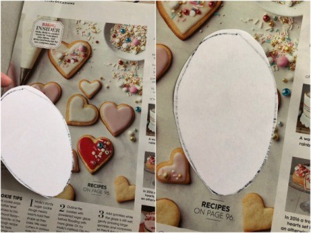 Eye Love You Valentine's Day Art Work - use and oval shape to cut a piece from a magazine with heart shapes to cover the pupil