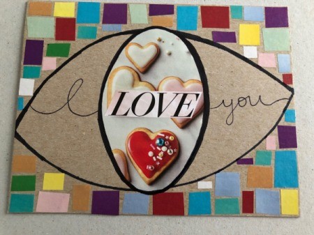 Eye Love You Valentine's Day Art Work - use a thin Sharpie to write "I" and "Love" on the sides of the pupil
