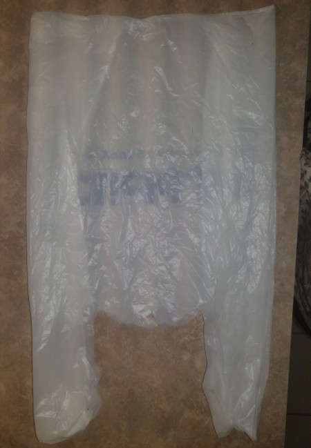 A plastic bag laid out flat.