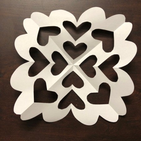 Valentine's Day Decorated Gift Bag - opened to reveal the design