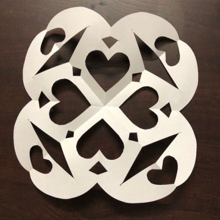 Valentine's Day Decorated Gift Bag - second design revealed when unfolded