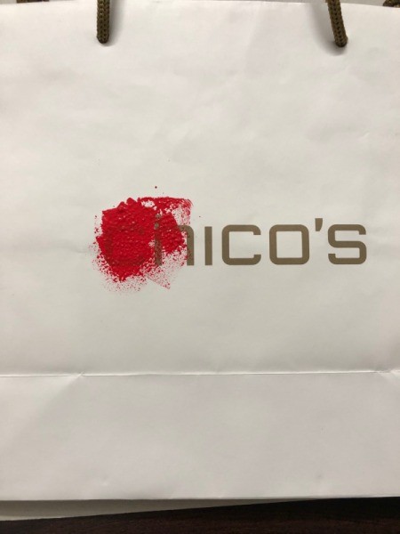 Valentine's Day Decorated Gift Bag - use a sponge to dab your paint onto the bag