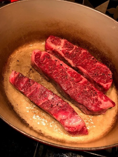 Browning Short Ribs in pan