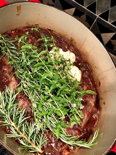 Braised Short Ribs with fresh herbs