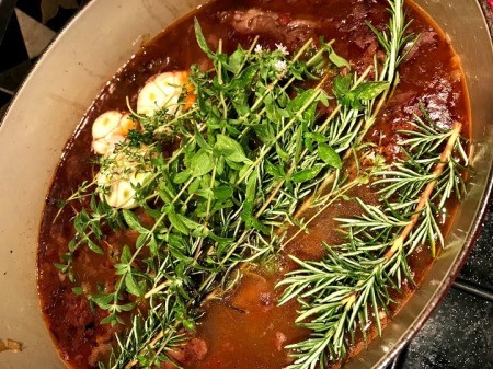 Braised Short Ribs with veggies and herbs