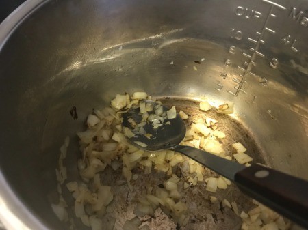 onion & garlic in pan