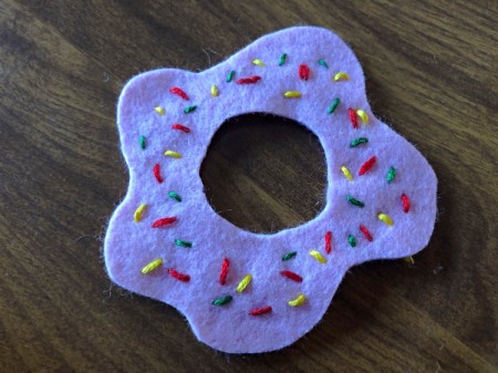 Donut Coasters - different color and sized dashes for sprinkles
