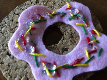 Donut Coasters - apply hot glue to the back side of the felt