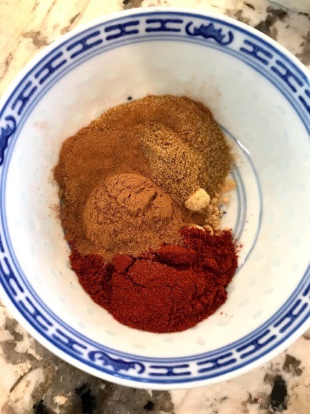 measured spices in bowl