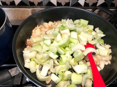added Bokchoy stems to onions