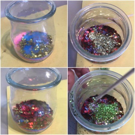 Air Plant with Layered Sand and Glitter - layers of glitter