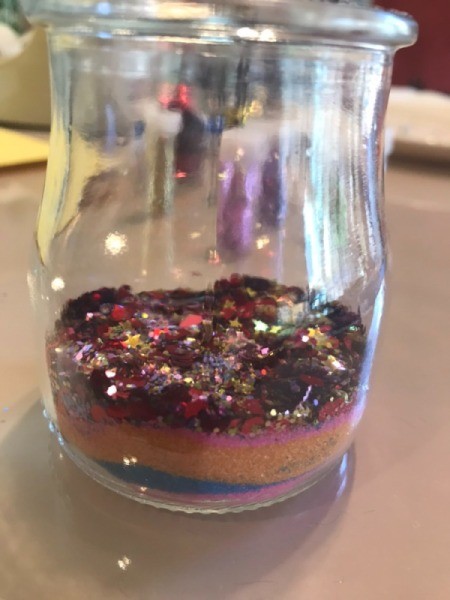 Air Plant with Layered Sand and Glitter - view of layers from the side