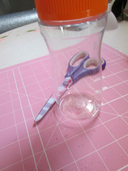 Double Duty Pin Cushion - clean plastic bottle with cap