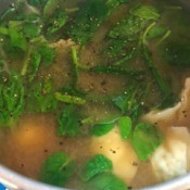 Instant Miso Wonton Soup in bowl