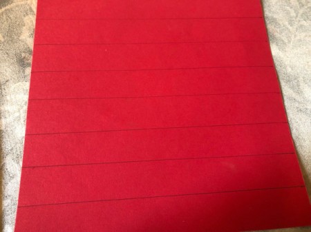 Valentine's Checkers Game - mark inches and draw horizontal lines