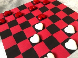 Valentine's Checkers Game - game in process