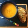 Squash Soup in bowl on tray