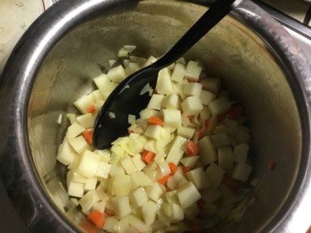 potatoes added to pot