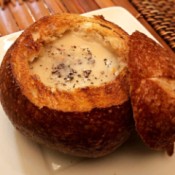 Homemade Clam Chowder in bread bowl