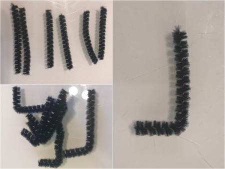 Foil Spiders - cut the pipe cleaners into pieces and fold into a "L" shape