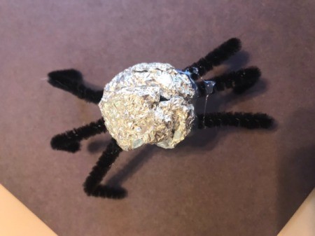 Foil Spiders - looking down on spider with all legs in place
