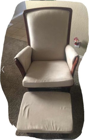 Rocker Glider Sits Too Far Back When Not in Use - white upholstered glider with wood trim