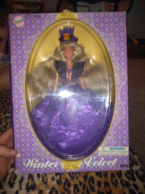 Value of  a Vintage Winter Velvet Barbie Doll Clone - doll in box