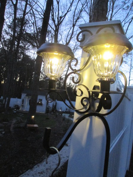 Decorative Outdoor Solar Sconces - lights on