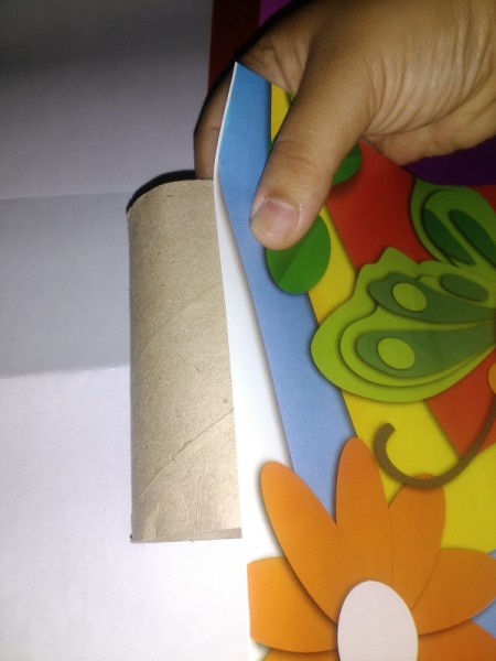Making a Paper Valentine Tree - wrap the paper tube with any paper