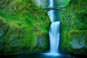 Beautiful Multnomah Falls, located on the Oregon side of the Columbia River Gorge.