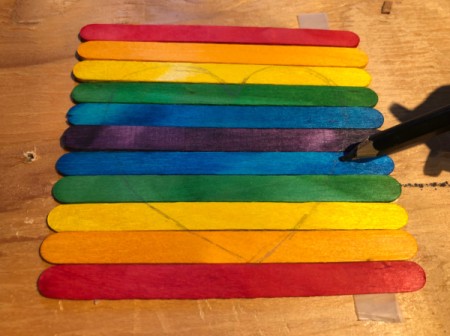 Hand Painted Popsicle Stick Puzzle - flip sticks over and draw a light pencil outline of your design