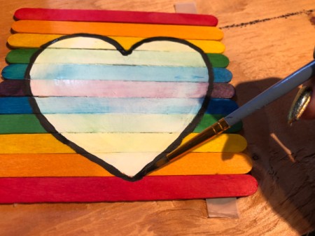 Hand Painted Popsicle Stick Puzzle - outline design with black paint