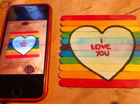 Hand Painted Popsicle Stick Puzzle - remove tape and take a photo of the complete puzzle