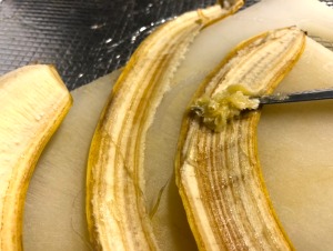 A banana peel removed from the fruit.