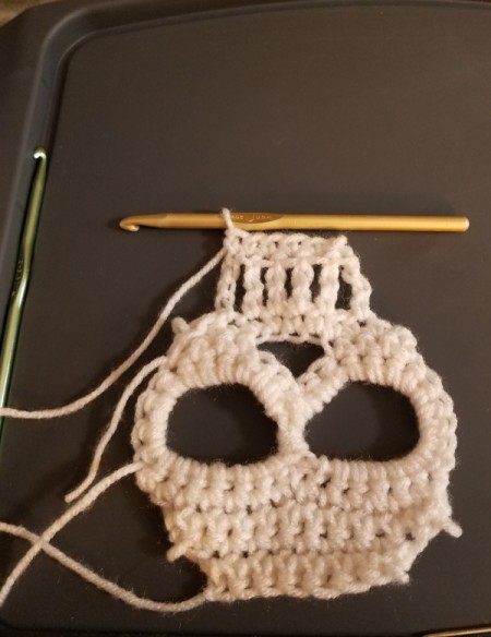 Crocheted Sugar Skull - mouth and teeth