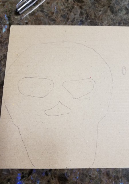 Crocheted Sugar Skull - sketch skull on cardboard