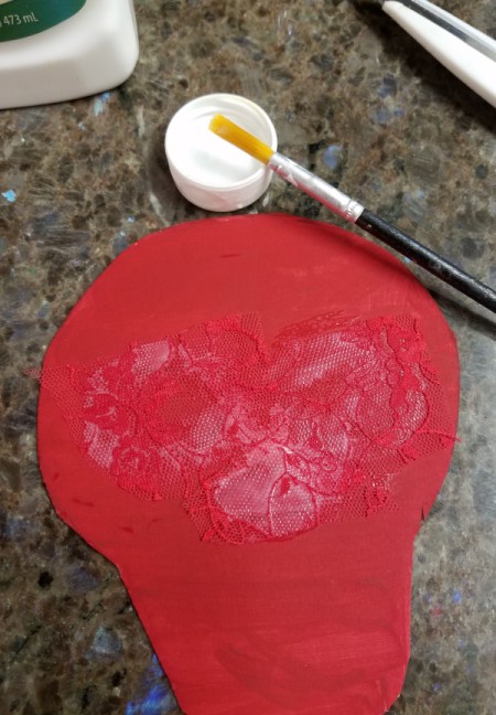 Crocheted Sugar Skull - apply glue over the lace