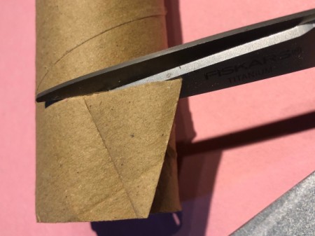 3D Ice Cream Card - mark and cut a small triangle out the paper tube