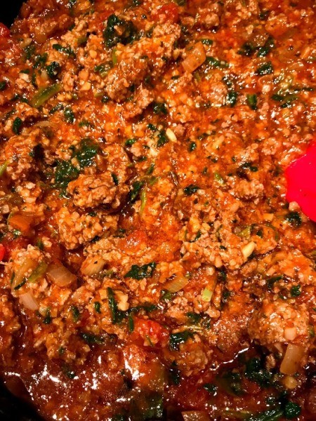 mixed Meat Sauce in pan