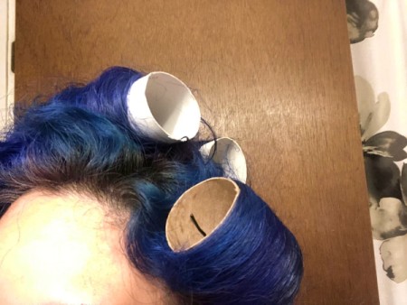 Create Bouncy Curls with Cardboard Tubes - continue rolling and dampening - allow to dry