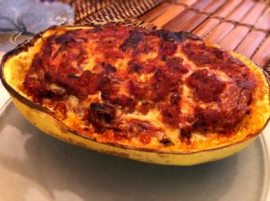 Spaghetti Squash Lasagna Boat on plate