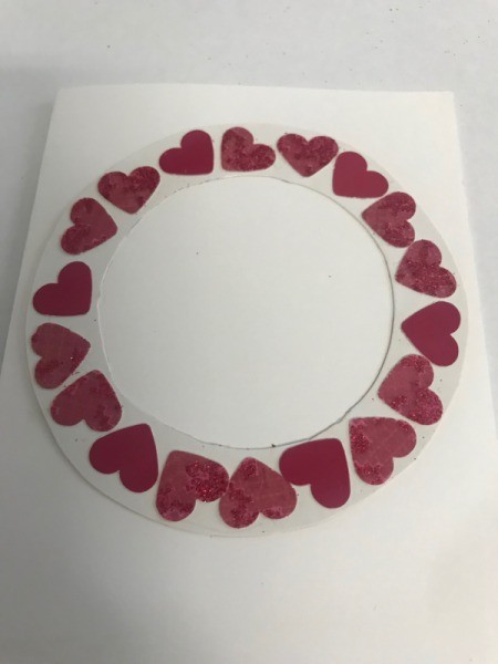 Valentine Wreath Card - glue heart covered wreath to the card front
