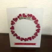 Valentine Wreath Card - banner added to bottom and bow to the top